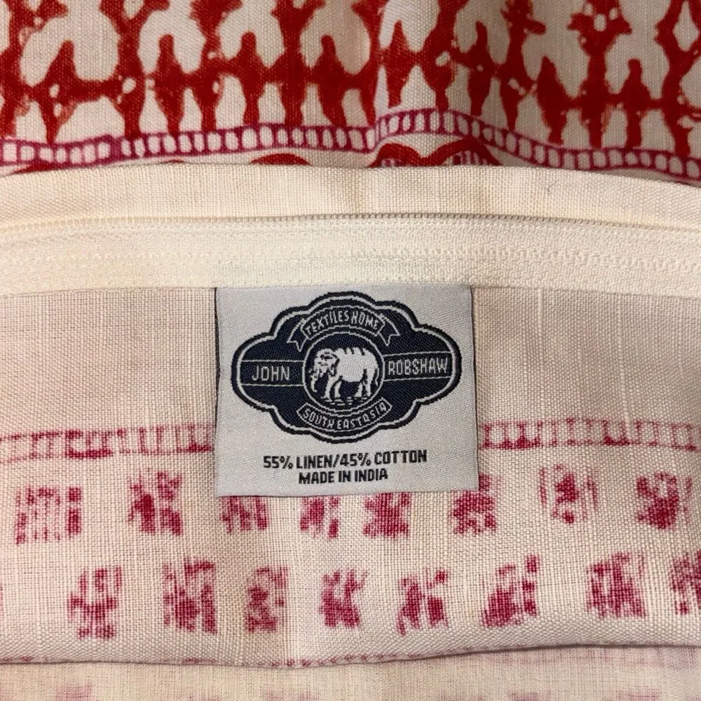 John Robshaw Pillow Shams Cotton Linen Set of 5 Diggi Coral Red & Others India